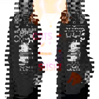 Joli Cadeau Pour Les Amoureux Des Chats Just A Girl Who Loves Cats Sushi Otaku Sweat-shirt pour femme - Cadeauxyz