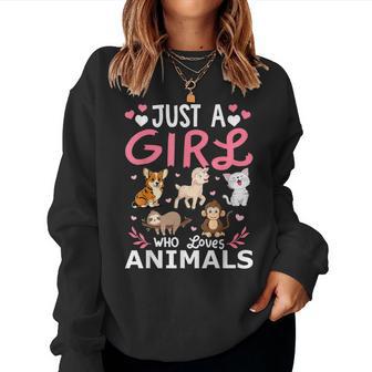 Just A Girl Who Loves Animals For Girls Women Sweatshirt - Monsterry