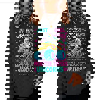 Just A Girl Who Loves Monster Trucks Unicorns Women Sweatshirt | Seseable CA