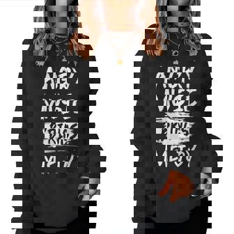 La Música Enojada Me Trae Alegría Metal Heavy Death Punk Rock Hard Cuello Sudadera Mujer - Regaloses