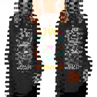 Live Meowsic Dj Sphinx Cat Disque Jockey Fun Edm Hiphop Musique Sweat-shirt pour femme - Cadeauxyz