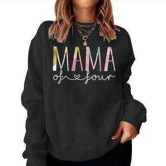Mama Of Four Cute Floral Mom Of 4 Mother Of 4 Women Sweatshirt - Thegiftio UK