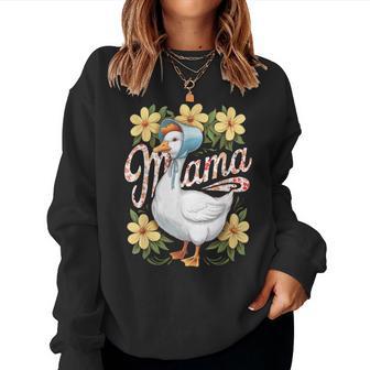 Mama Goose Retro Floral Vintage Silly Goose Mom Women Sweatshirt - Thegiftio UK