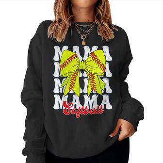 Mama Softball Coquette Bow Game Day Softball Women Sweatshirt - Thegiftio UK