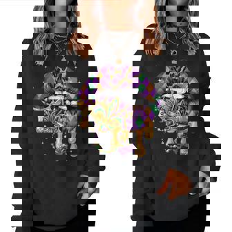 Mardi Gras Lip Girl Fleur De Lis Costume Women Sweatshirt | Mazezy