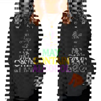 Mardi Gras May Contain Fat Tuesday Party Women Women Sweatshirt - Seseable