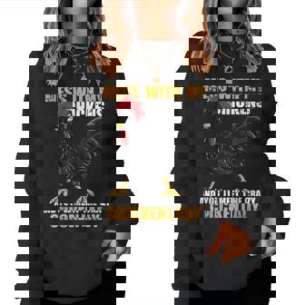 Métete Con Mis Pollos Y Conocerás A La Señora Crazy Chicken Sudadera Mujer - Regaloses