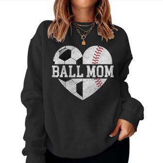 Mom Of Both Heart Soccer Baseball Sports Mom Mother's Day Women Sweatshirt - Thegiftio