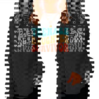 Nage Daughter Survivor Retro Groovy Women Sweatshirt - Seseable