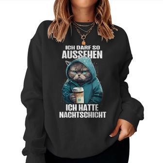 Night Layer Cat Coffee Layered Work Sweatshirt Frauen - Geschenkecke