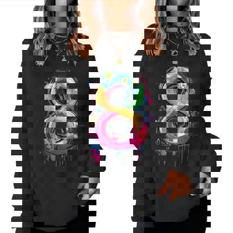 Number 8 8Th Birthday Eight Year Old Boys Girls Graffiti Women Sweatshirt - Monsterry