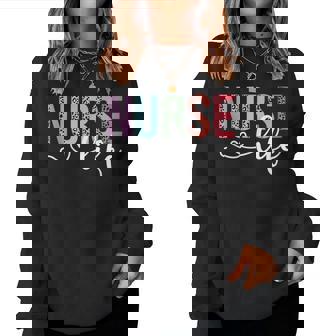 Nurse Life Rn Lpn Cna Leopard Nurse Week Healthcare Women Sweatshirt | Mazezy