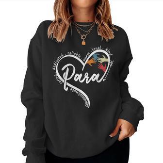 Para Heart Paraprofessional Teacher Paraeducator Women Sweatshirt - Thegiftio UK