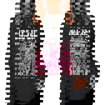 Pink Monster Truck Girls Girls Like Monster Trucks Too Women Sweatshirt | Mazezy