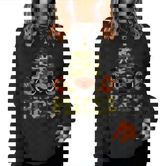 Pisces Queen Black With Cap Camo Afro Girl Zodiac Women Sweatshirt - Thegiftio UK