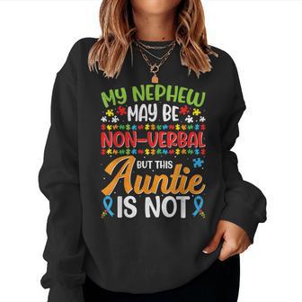 Proud Autism Aunt Autistic Nephew Autism Awareness Auntie Women Sweatshirt - Thegiftio UK