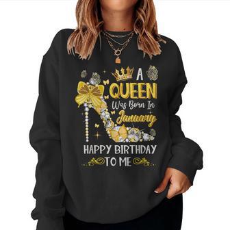 A Queen Was Born In January Happy Birthday Sweatshirt Frauen - Geschenkecke