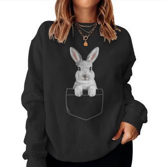 Rabbit In Chest Pocket Easter Bunny Carnickel For Women Sweatshirt Frauen - Geschenkecke