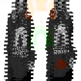 Rainbow In March We Wear Green Cerebral Palsy Awareness Women Sweatshirt | Mazezy