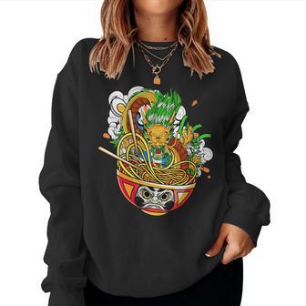 Ramen Dragon Dans Daruma Bol Over The Great Wave Off Kanagaw Sweat-shirt pour femme - Cadeauxyz