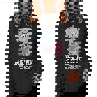 Read Mo Books Cute Reading Elephant Teacher Librarian Women Sweatshirt - Seseable