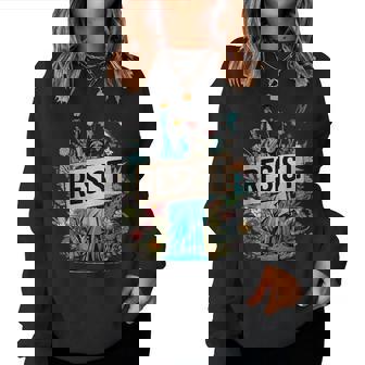 Resist Floral Statue Of Liberty Protest Women Sweatshirt - Seseable