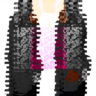 Retro Maddox First Name Personalized Maddox Groovy Vintage Women Sweatshirt | Mazezy