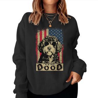 Retro Vintage American Goldendoodle Dood Dad And Mom Women Sweatshirt - Thegiftio UK