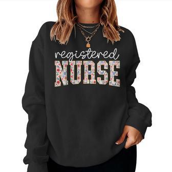 Rn Nurse Floral Print Registered Nurse Nursing School Women Women Sweatshirt - Thegiftio UK