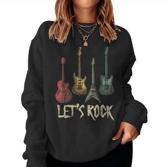 Lets Rock N Roll Guitar Retro Women's Sweatshirt Frauen - Geschenkecke