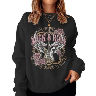 Rock And Roll Wild Spirit Boho Angel Wings Floral Guitar Sweatshirt Frauen - Geschenkecke