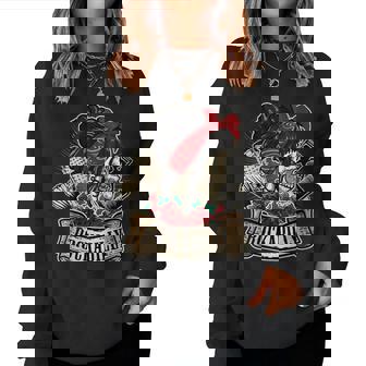Rockabilly Girl Skull Pin-Up Estilista Peluquero Cuello Sudadera Mujer - Regaloses