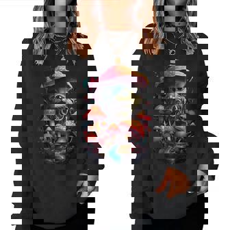 Seta Mushroom Rave Colorido Abstracto Colorido Goa Trance Música Sudadera Mujer - Regaloses