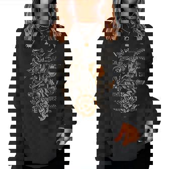 Sirène Squelette Traditionnel Tatouage Old School Tattoo Flash Sweat-shirt pour femme - Cadeauxyz