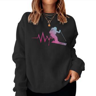 Skilfahrerin Herzschlag Ski Girls Ski Helmet Skiing Sweatshirt Frauen - Geschenkecke