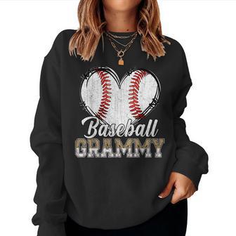Softball Baseball Grammy Heart Leopard Print Mother's Day Women Sweatshirt - Thegiftio UK