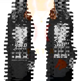 Softball Baseball Lala Heart Leopard Print Mother's Day Women Sweatshirt | Seseable CA
