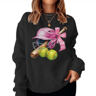 Softball Coquette Bow In My Softball Girl Era Girls Women Sweatshirt - Thegiftio UK