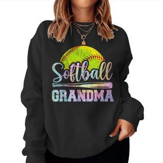 Softball Grandma Softball Player Game Day Mother Tie Dye Women Sweatshirt - Thegiftio UK