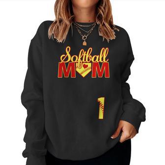 Softball Mom Mother's Day 1 Fastpitch Jersey Number 1 Women Sweatshirt - Thegiftio UK