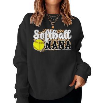 Softball Nana Leopard Nana Of A Softball Player Women Sweatshirt - Thegiftio UK