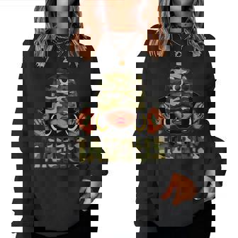 Taurus Queen Black Woman With Cap Camo Afro Girl Zodiac Women Sweatshirt - Thegiftio UK