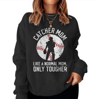 Tough Baseball Catcher Mom Of A Baseball Catcher Mama Women Sweatshirt - Thegiftio UK