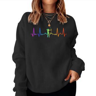 Traditional Archery Bowhunting Bowhunter Hd0 Damen Mädchen Bogenschützen Herzschlag Puls Regenbogen Schwarz S Sweatshirt Frauen - Geschenkecke