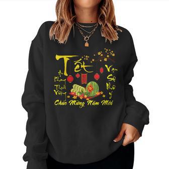 Vietnamese Lunar New Year 2025 Floral Flowers Tet Holiday Women Sweatshirt - Monsterry