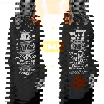 Vintage Mai 1945 Cadeau Anniversaire 80 Ans Hommes S Sweat-shirt pour femme - Cadeauxyz