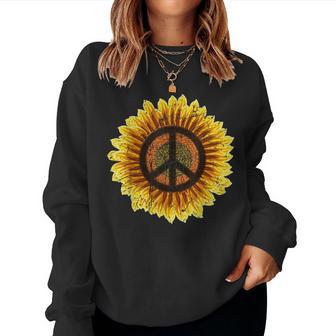 Vintage Sunflower Peace Sign Retro 70S Hippie Flower Power Sweatshirt Frauen - Geschenkecke