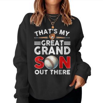Vintage That's My Great Grandson Out There Baseball Womens Women Sweatshirt - Thegiftio UK