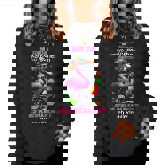 Women's Bin Da Kann Losgehen Es Escaliert Eh Flamingo Malle With-Neck Sweatshirt Frauen - Seseable