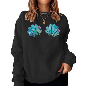 Women's Purple Turquoise Mermaid Shell Sweatshirt Frauen - Geschenkecke